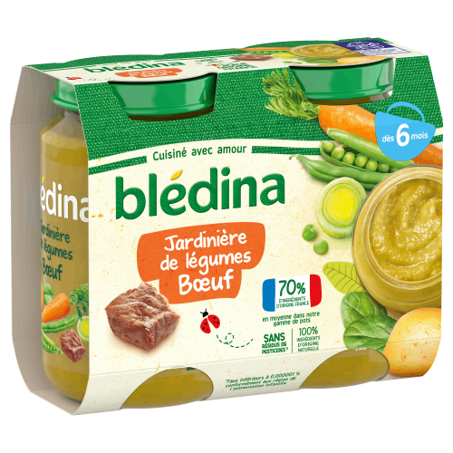 2 pots Jardinière de légumes bœuf BLEDINA 2x200g