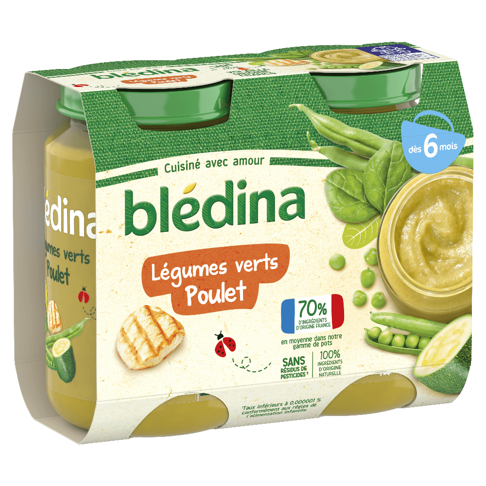 2 pots Légumes verts poulet BLEDINA 2x200g
