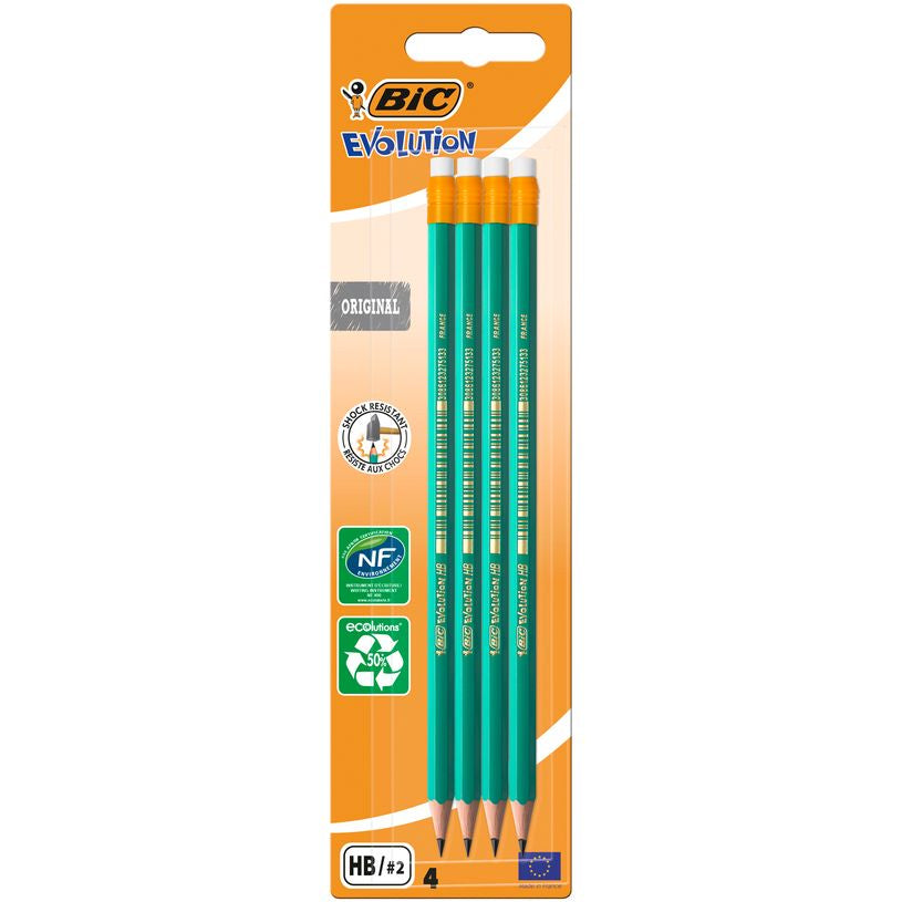 BIC ECOlutions EVOLUTION 655 - Pack de 4 Crayons à papier
