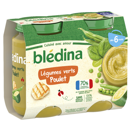 2 pots Légumes verts poulet BLEDINA 2x200g
