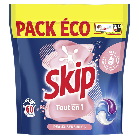 Capsule de lessive SKIP peaux sensibles 60 doses