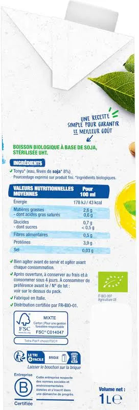 Boisson végétale à soja bio BJORG 1L