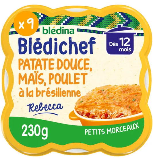 Plat pour bébé BLÉDICHEF 230g patate douce,maïs,poulet á la brésilienne