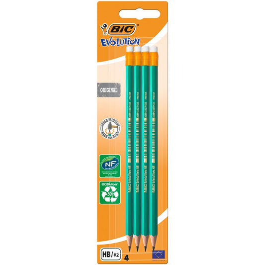BIC ECOlutions EVOLUTION 655 - Pack de 4 Crayons à papier