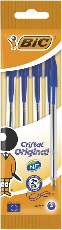 4 BIC cristal original bleu