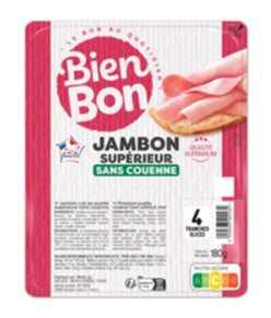 Jambon supérieur  dégraissé et découenné tranches 180 Gr BIEN BON