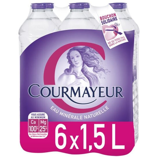 Eau minérale naturelle COURMAYEUR pack de 6x1.5 L