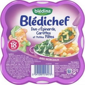 Blédichef BLEDINA épinards carottes et pates 18 mois 260g