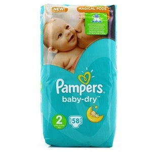 58 couches 4-8kg  PAMPERS baby-dry n°2